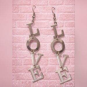 Silver LOVE Drop Earrings